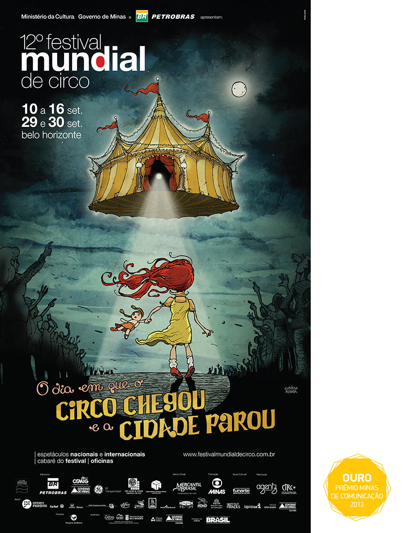 Popcorn Comunicação Festival Mundial de Circo cartaz campanha publicidade desenho design tenda circo