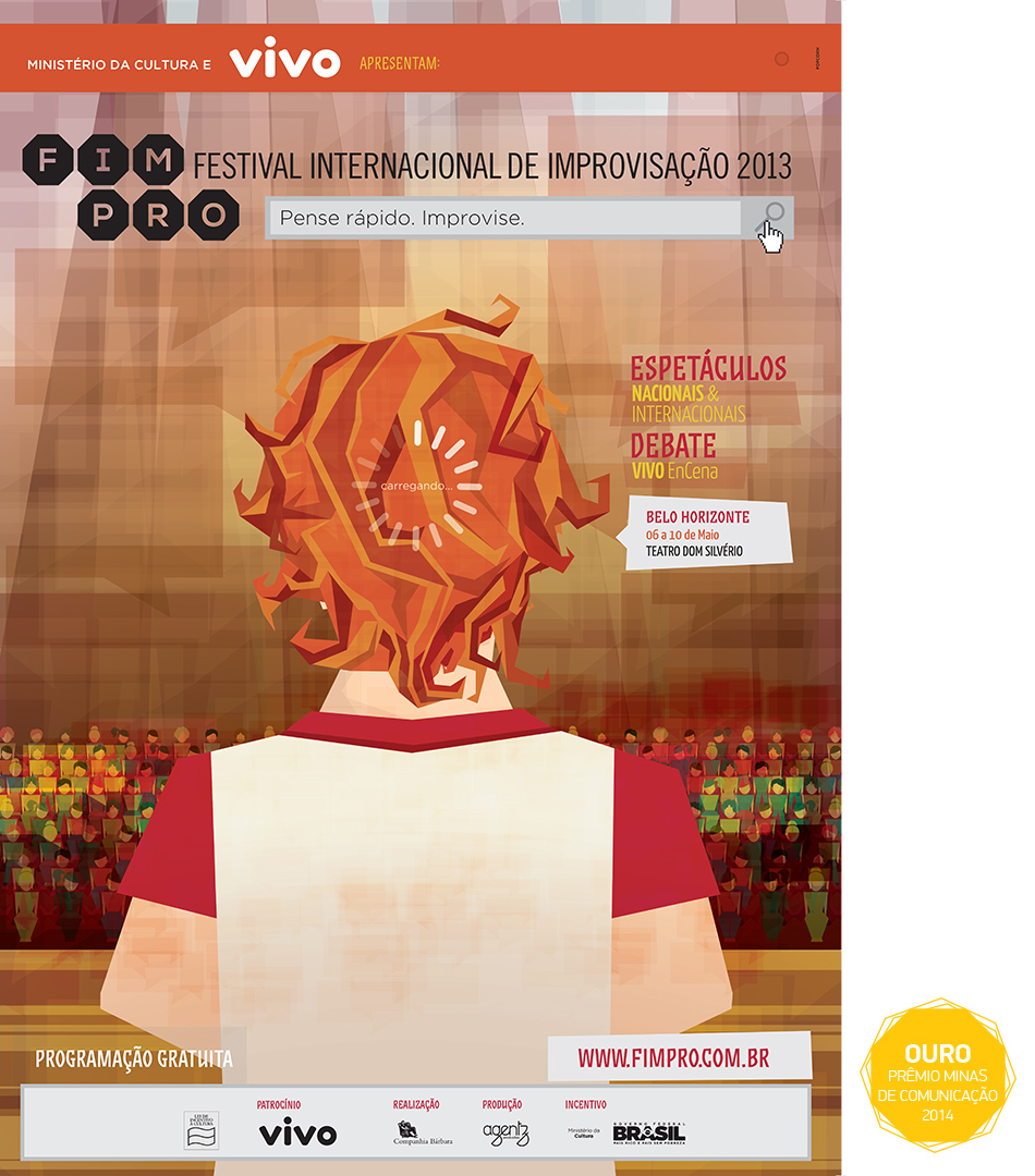 Popcorn Comunicação FIMPRO Festival Internacional de Improvisação 2013 cartaz publicidade desenho design