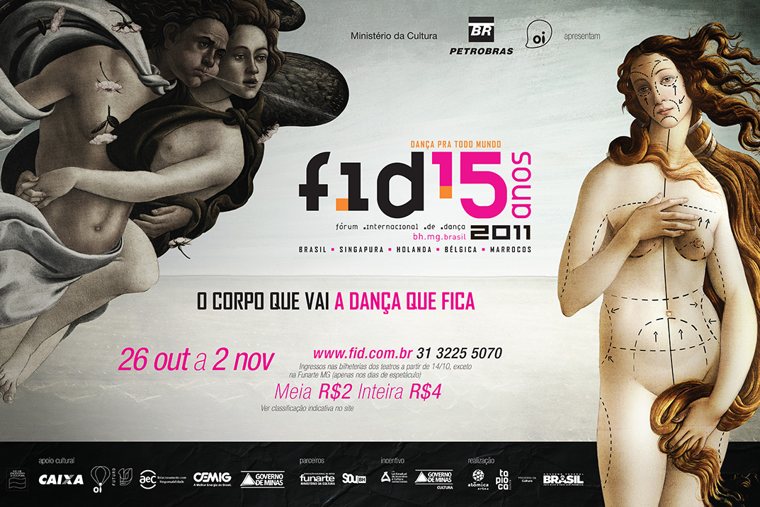 Popcorn Comunicação FID 2011 publicidade design cartaz 15 anos beleza renascentista