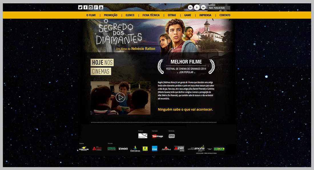 Popcorn Comunicação O Segredo dos Diamantes filme site background layout design web